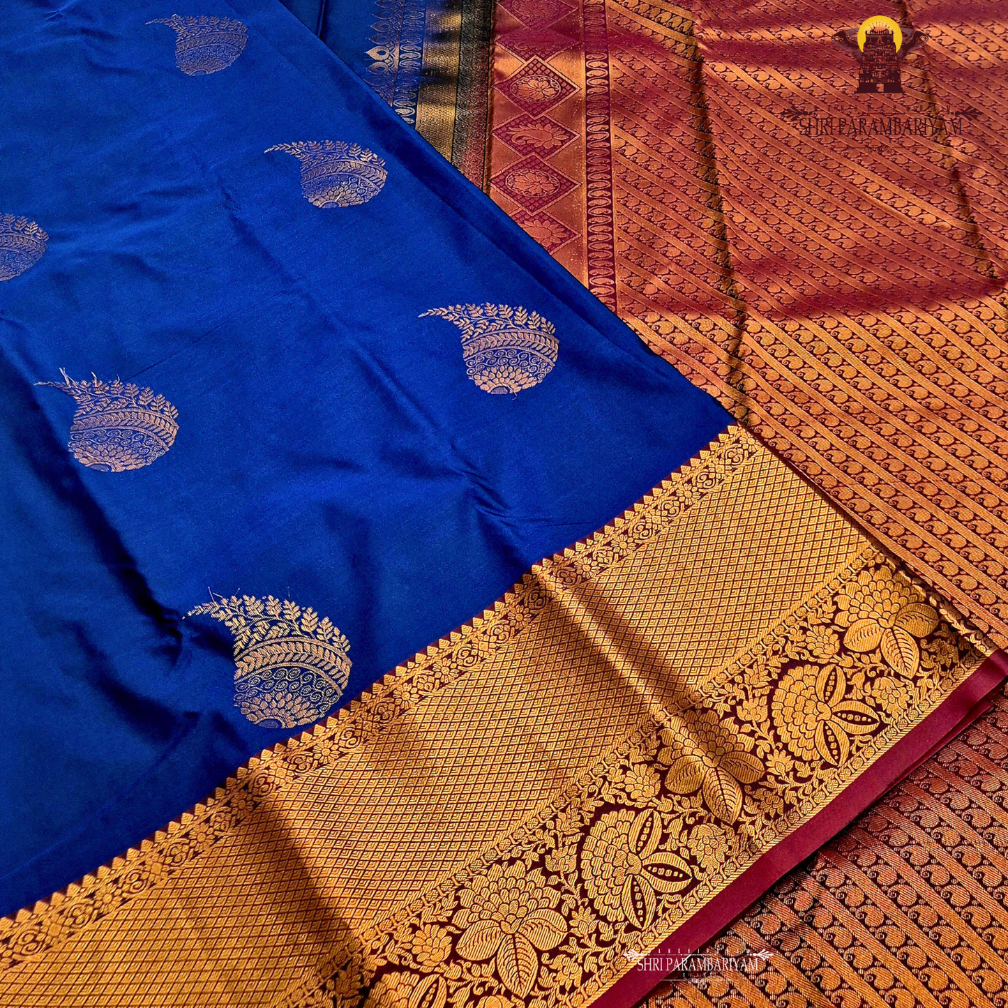Deep navy blue Saree