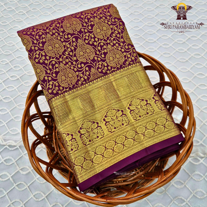 Rich maroon / deep wine purple with luxurious gold zari work Saree