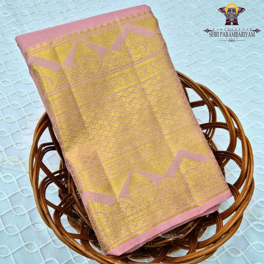 A elegant Baby Pink with Rich Gold Zari Saree