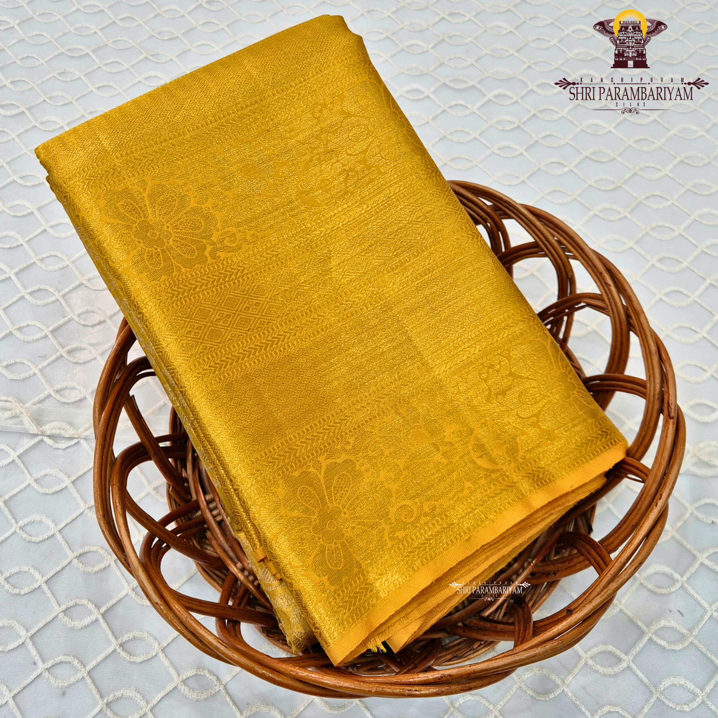 A rich mustard gold shade that radiates a classic and festive glow Saree