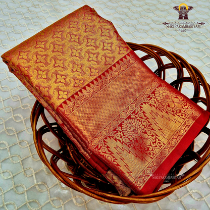 Rich mustard gold with red undertone Saree