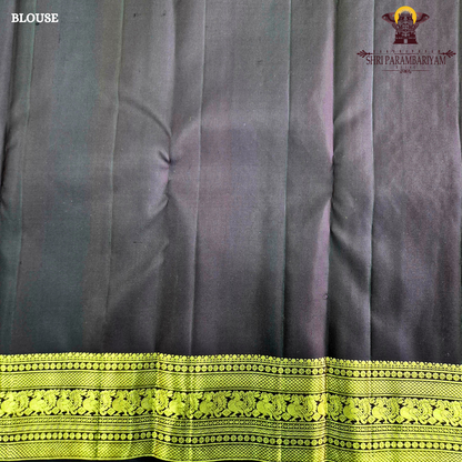 A graceful olive green / moss green shade with a soft natural sheen Saree
