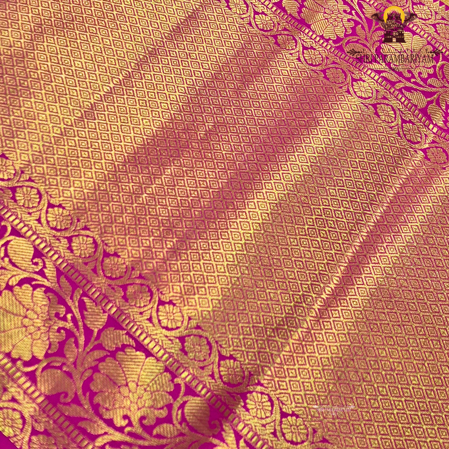 Vibrant lime green with rich pink contrast and golden zari Saree
