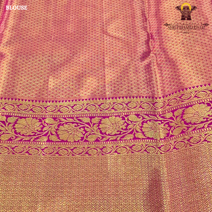 Vibrant lime green with rich pink contrast and golden zari Saree