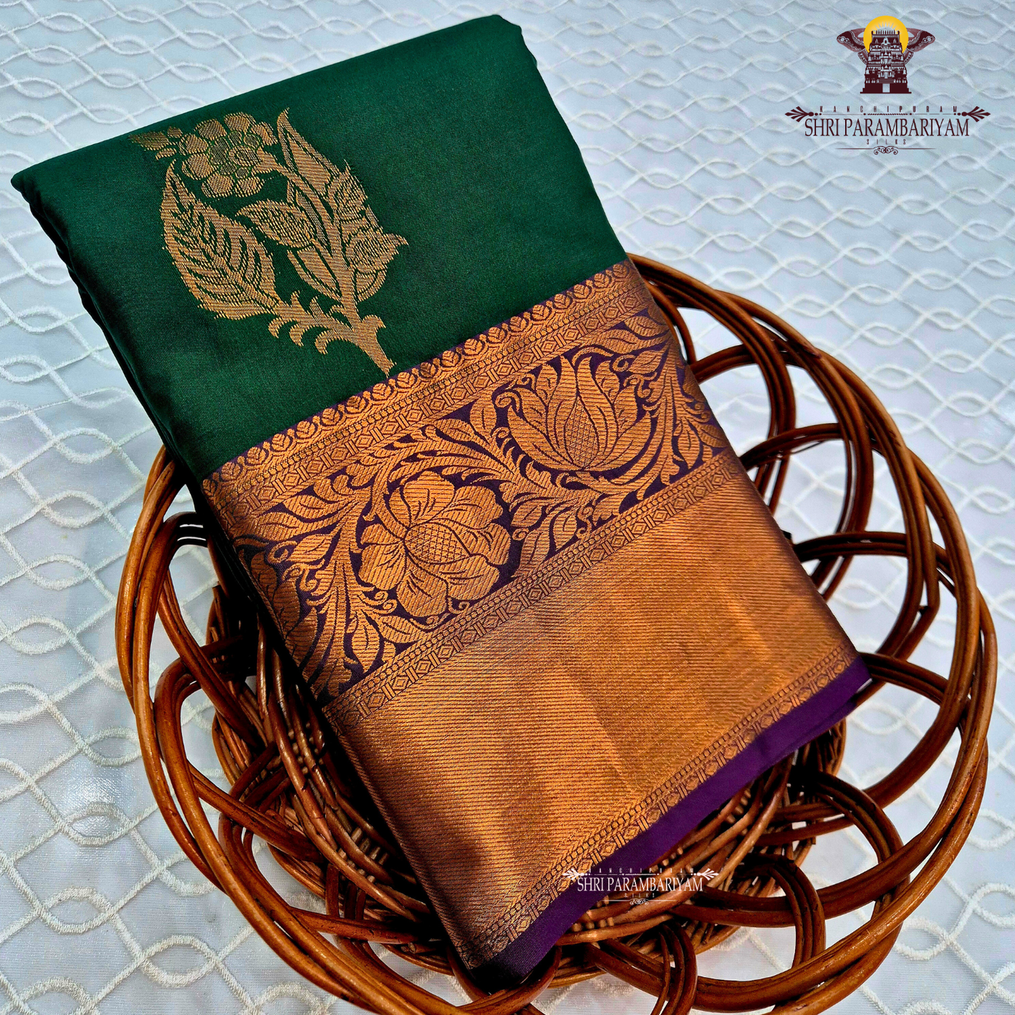 Deep bottle green Saree