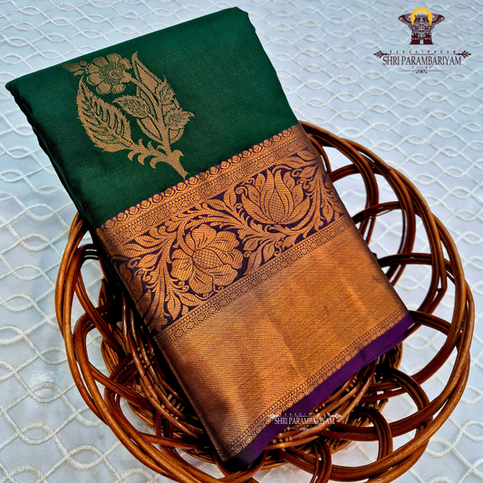 Deep bottle green Saree