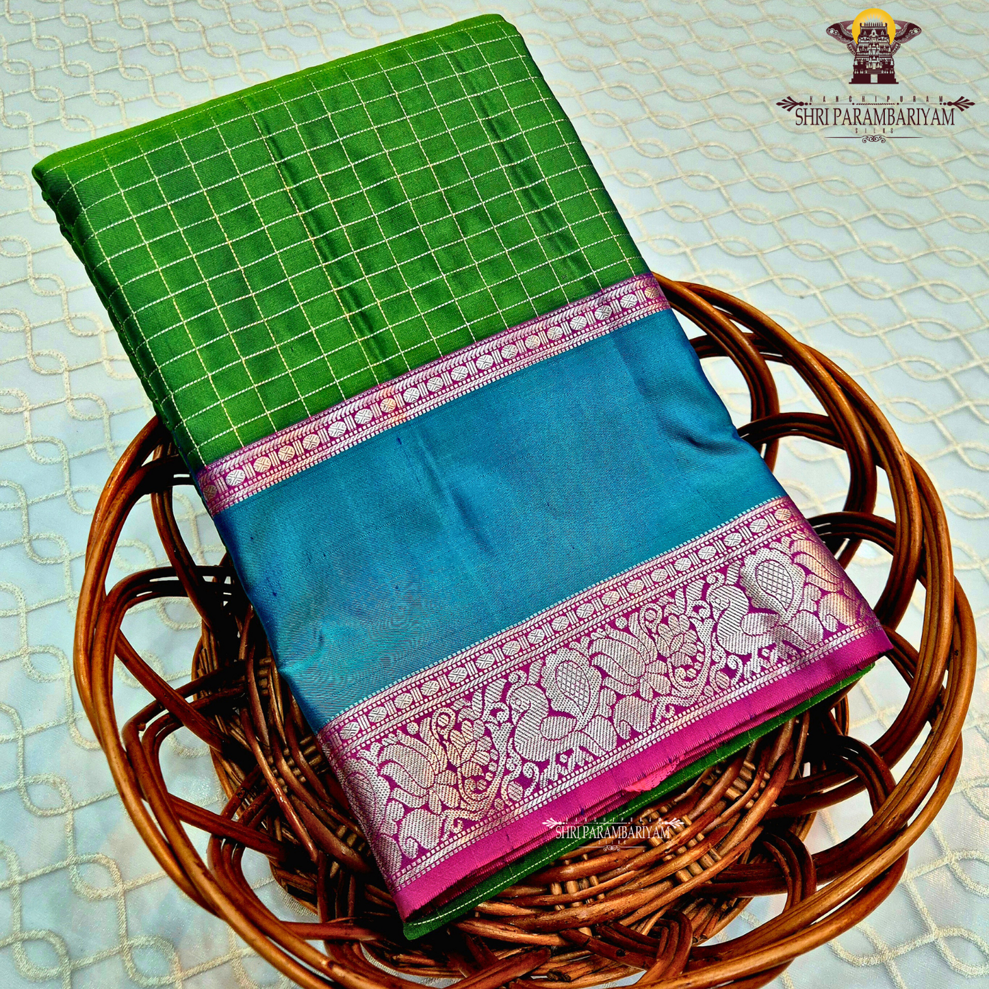 Vibrant leaf green Saree