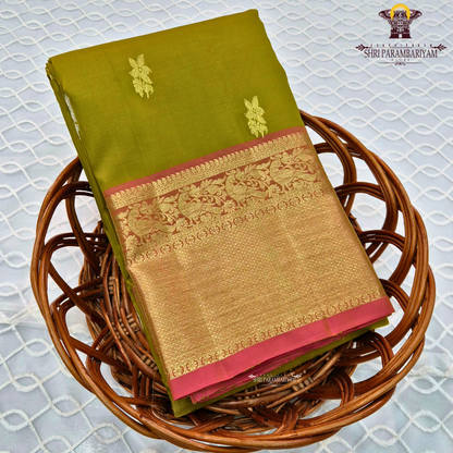 Vibrant Rani Pink with rich Gold zari border Saree