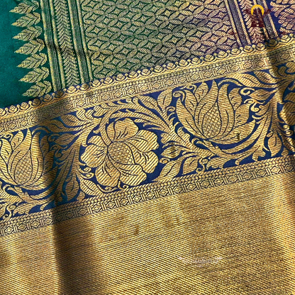 Deep bottle green Saree