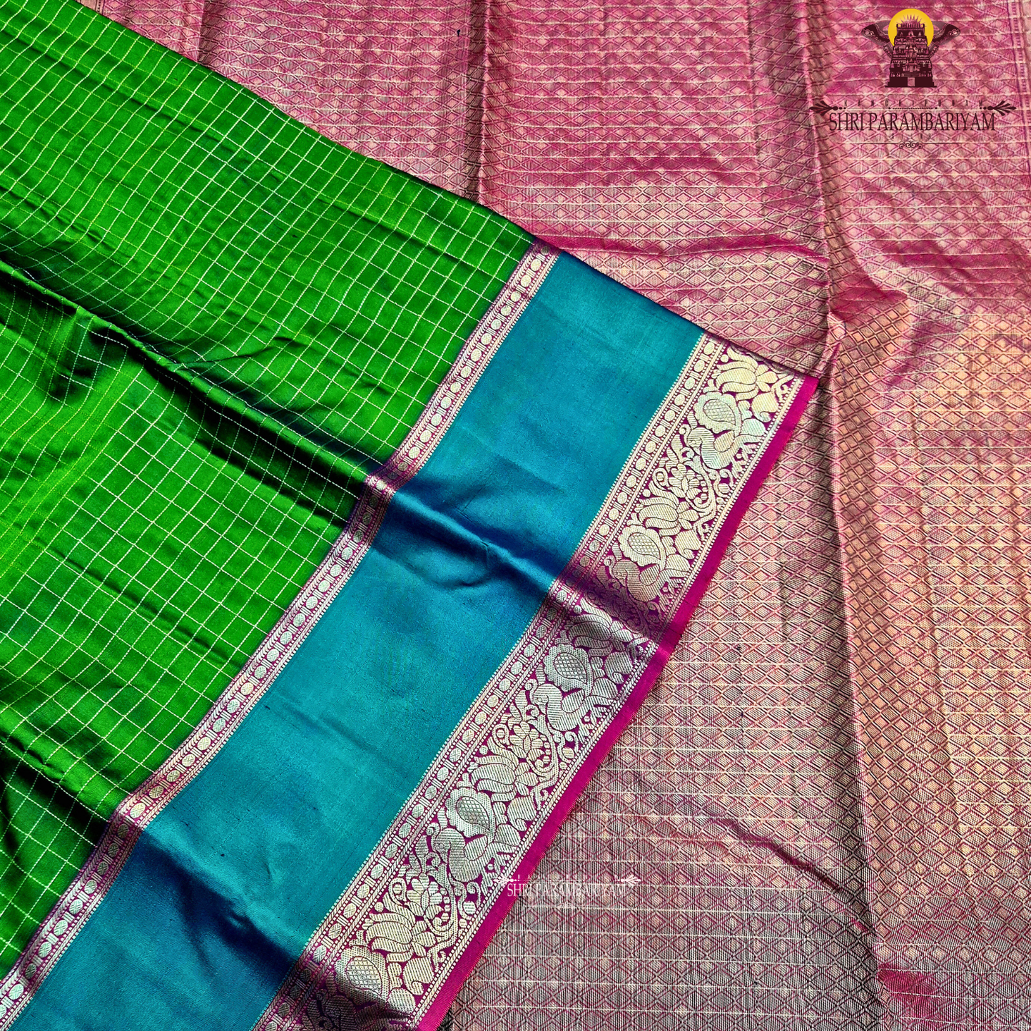 Vibrant leaf green Saree