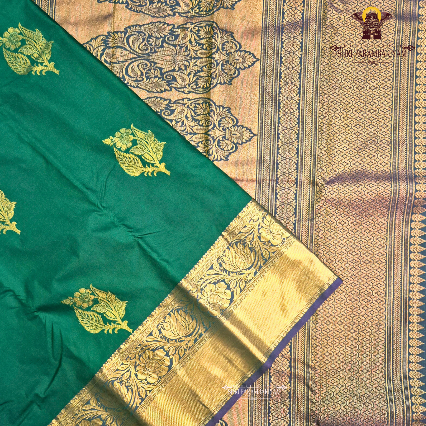 Deep bottle green Saree