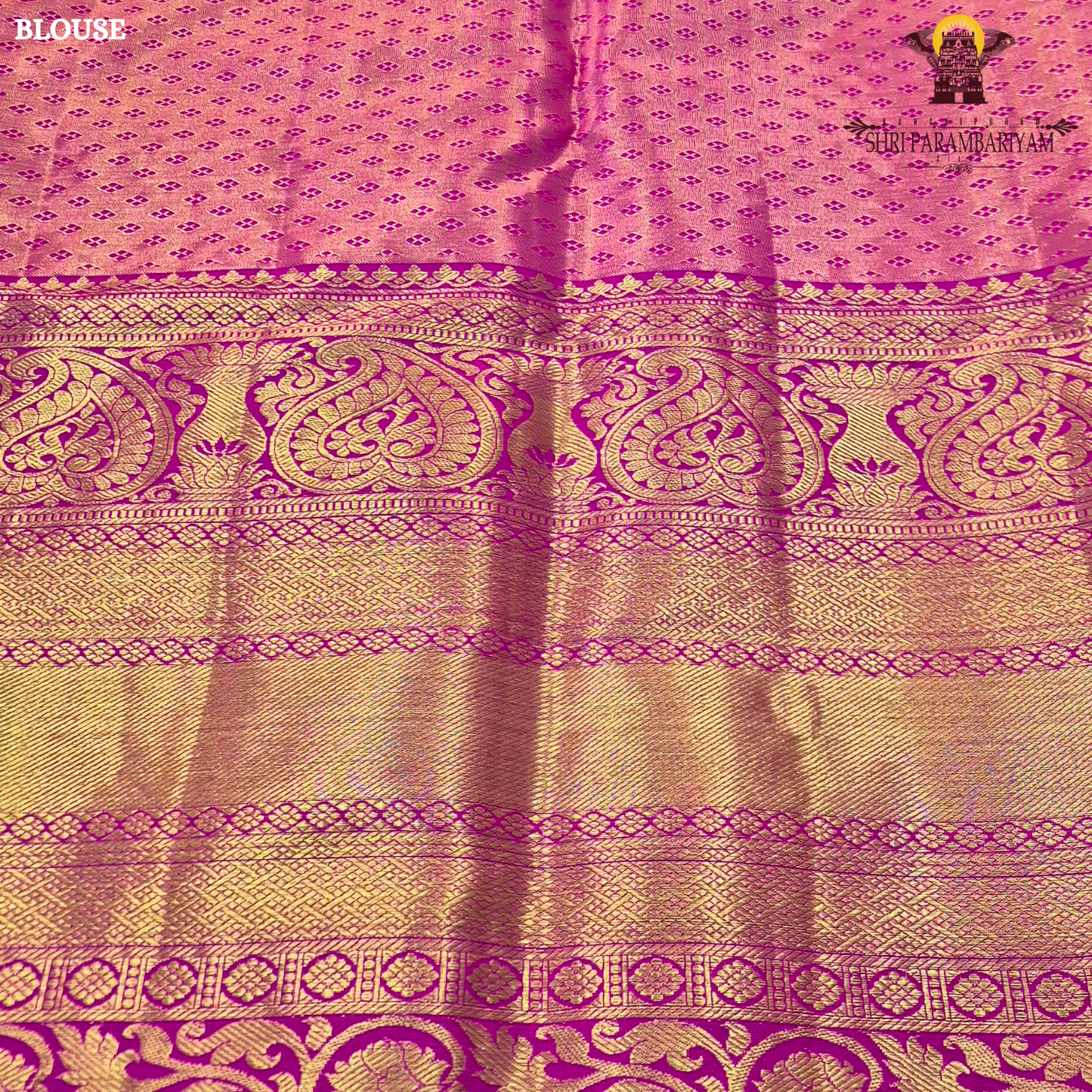 Soft pastel green with vibrant pink contrast and golden zari Saree