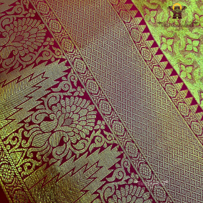 Rich mustard gold with red undertone Saree