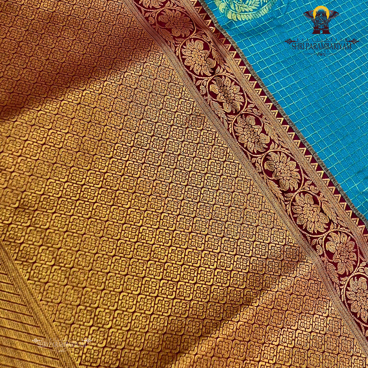 Beige blue Saree