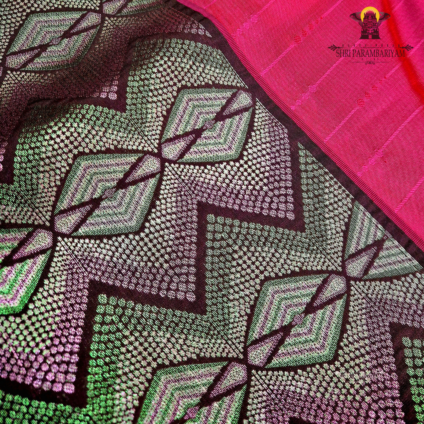 Deep Pink / Rani Pink Body with Brown Contrast Border Saree