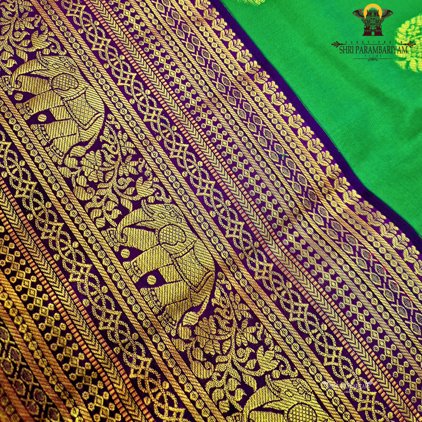 Vibrant emerald green Saree