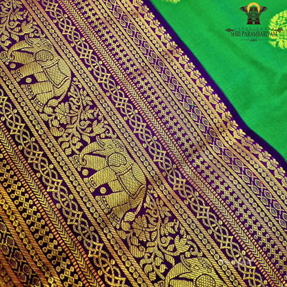 Vibrant emerald green Saree