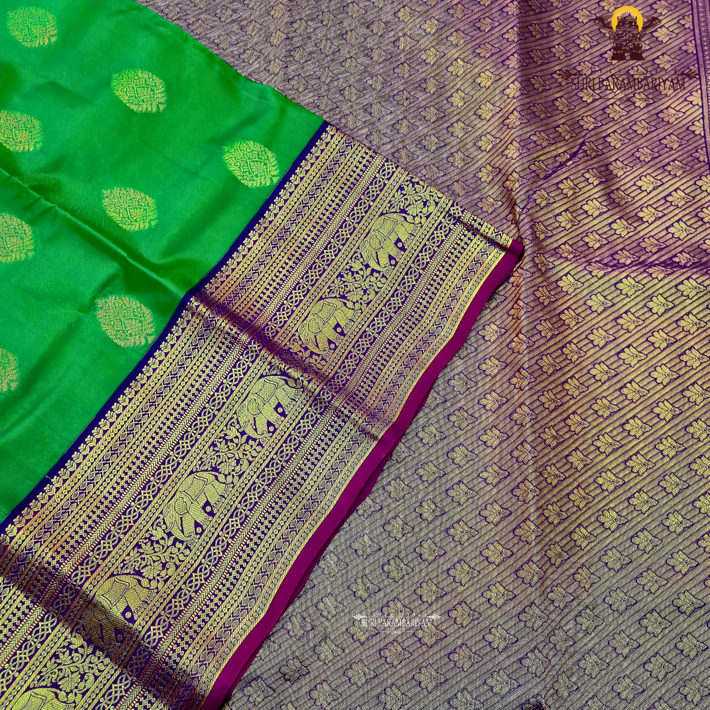 Vibrant emerald green Saree