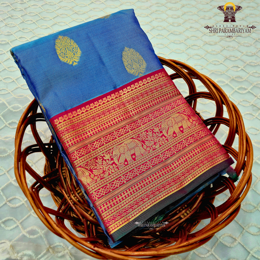 Rich steel blue Saree