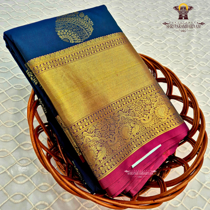 Rich peacock blue / deep navy blue Saree