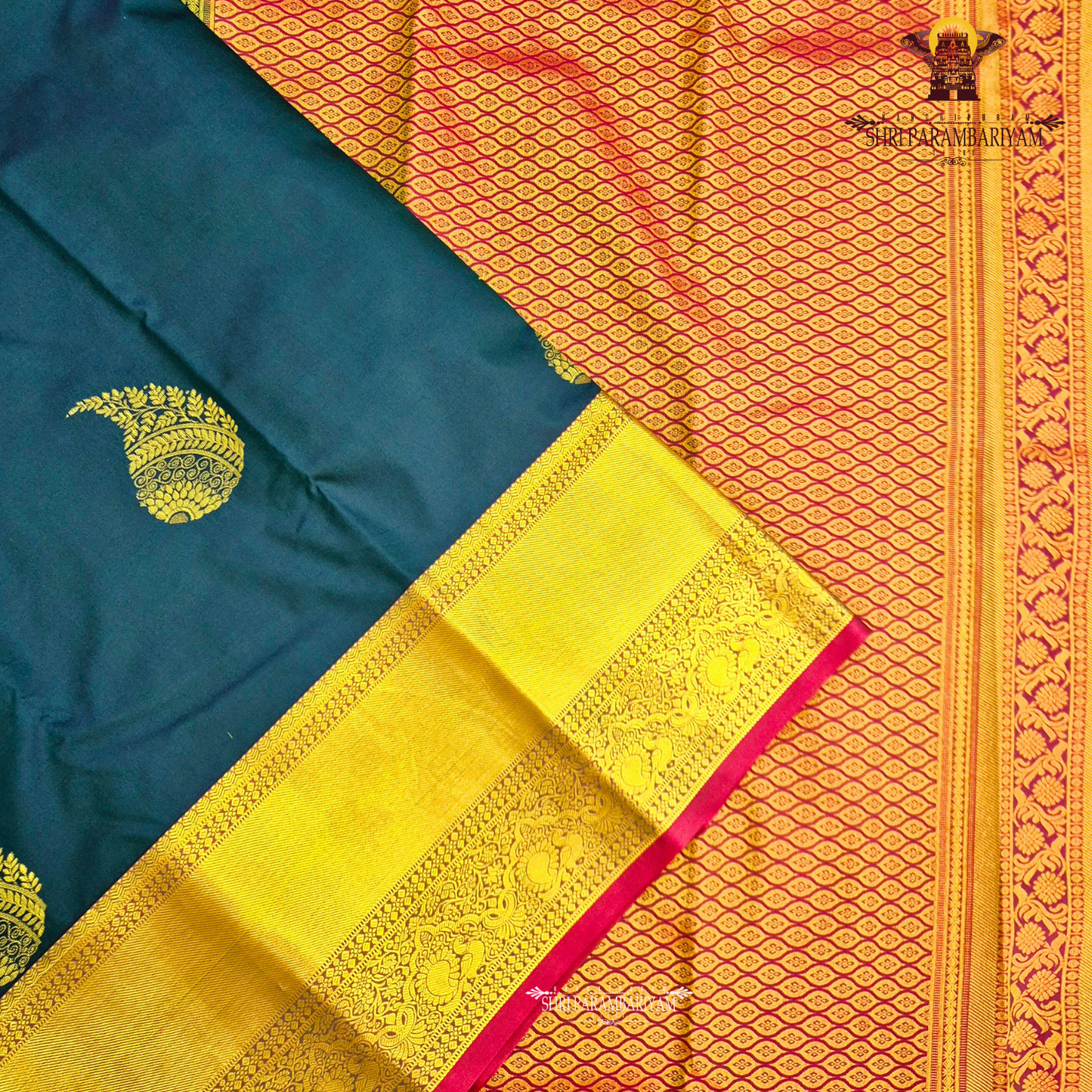 Rich peacock blue / deep navy blue Saree