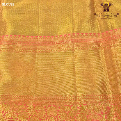 Refreshing pastel green (mint green) body paired with a rich golden-orange Saree