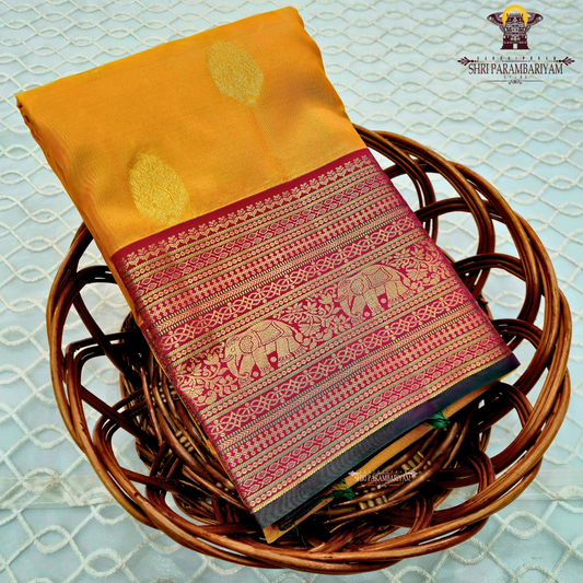 Bright mustard yellow Saree
