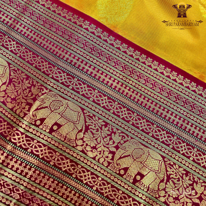 Bright mustard yellow Saree