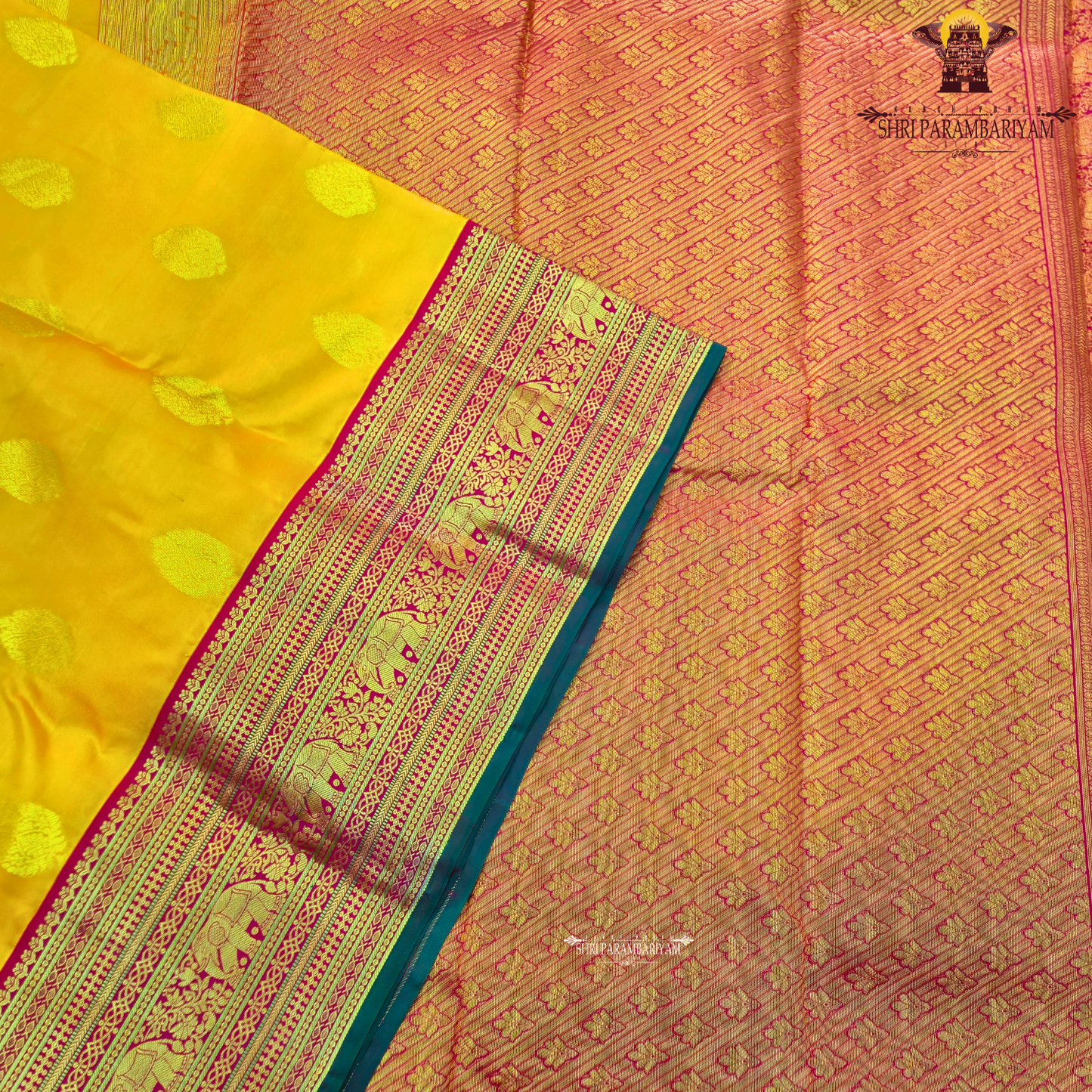 Bright mustard yellow Saree