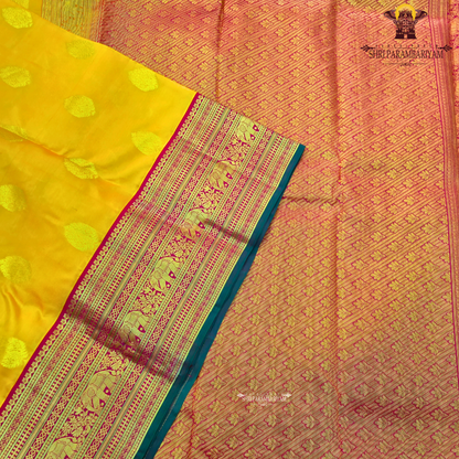 Bright mustard yellow Saree