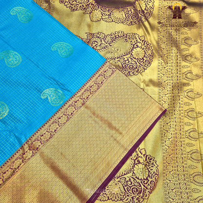 Beige blue Saree