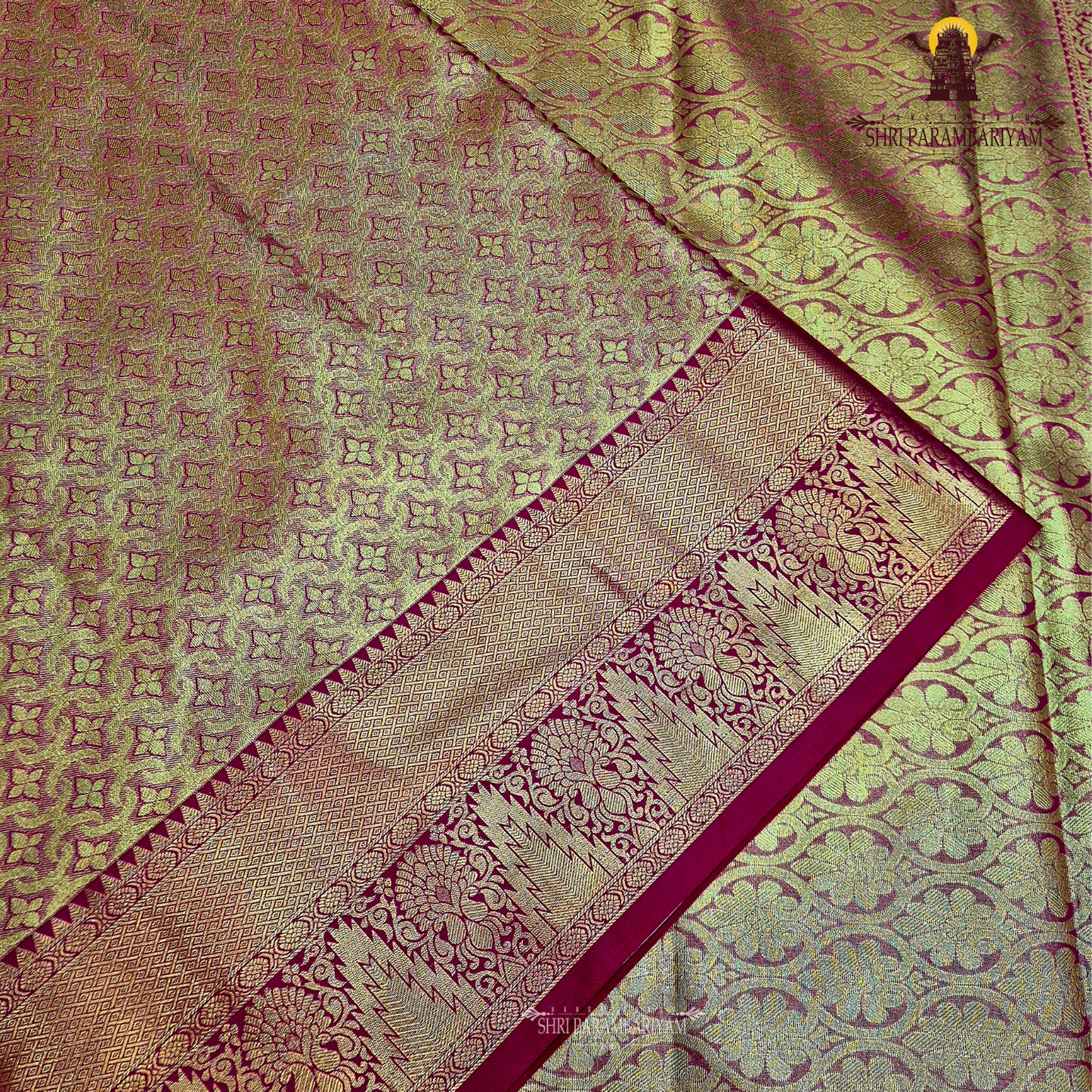 Rich mustard gold with red undertone Saree