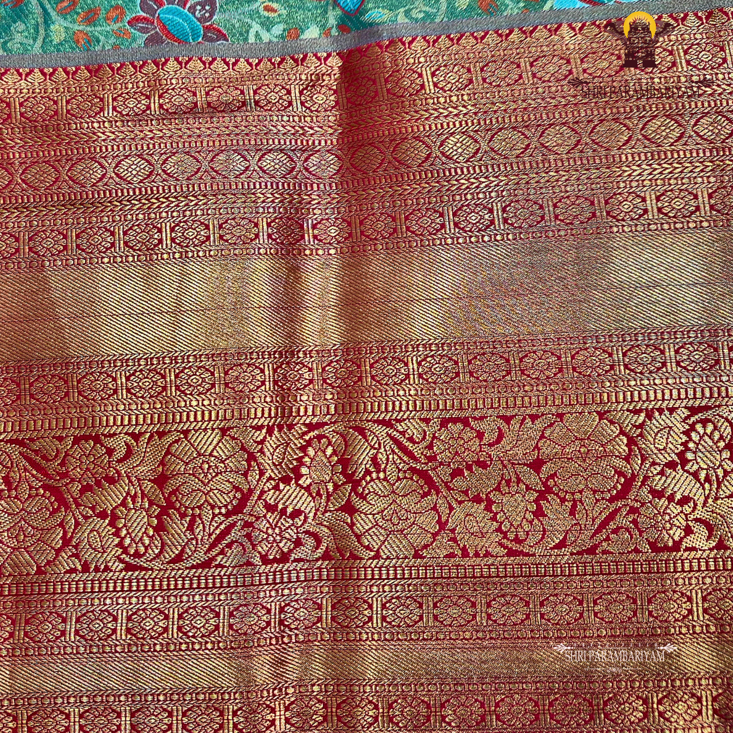 A classic olive green / moss green Saree