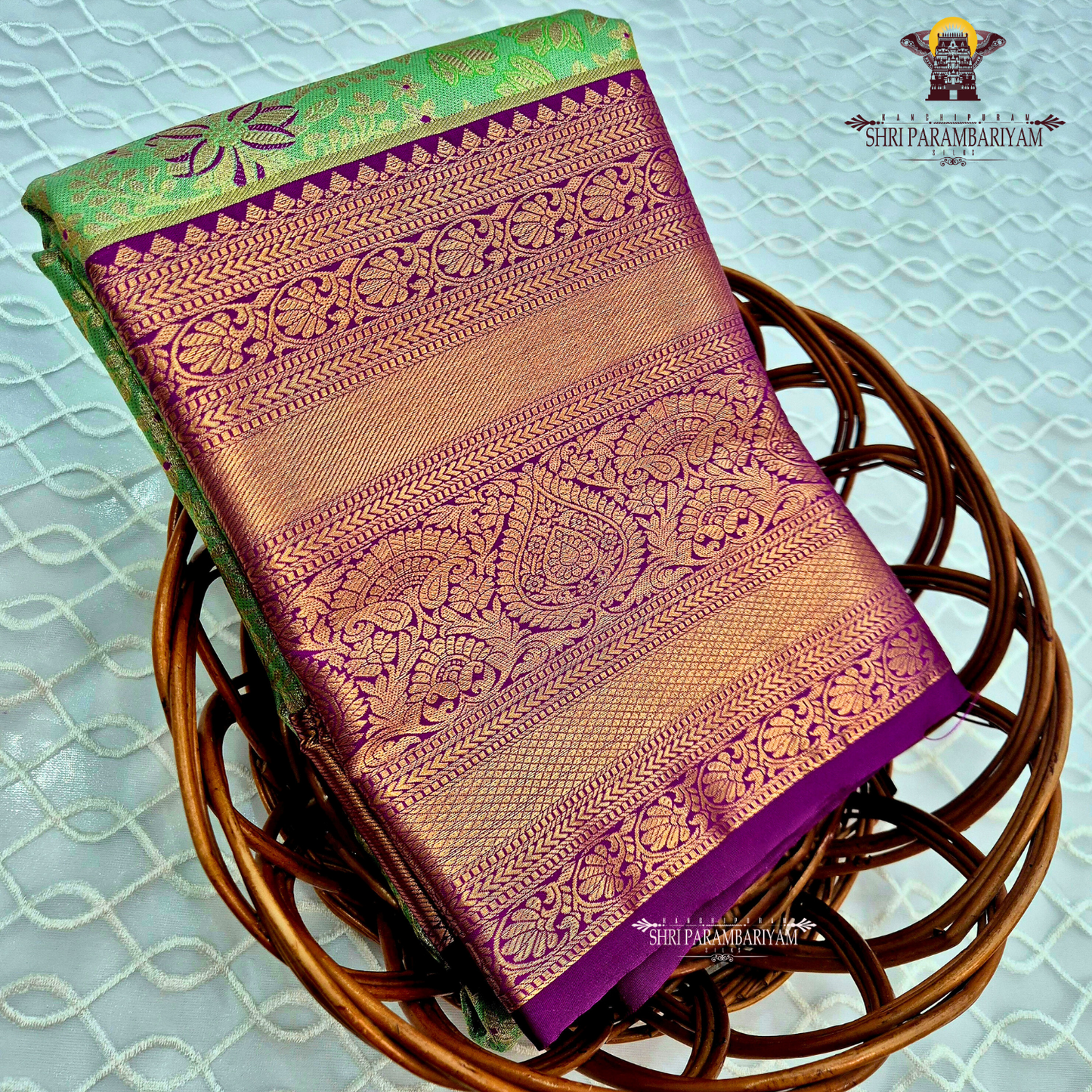 A refreshing parrot green / light pista green Saree