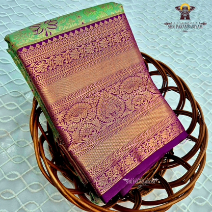 A refreshing parrot green / light pista green Saree