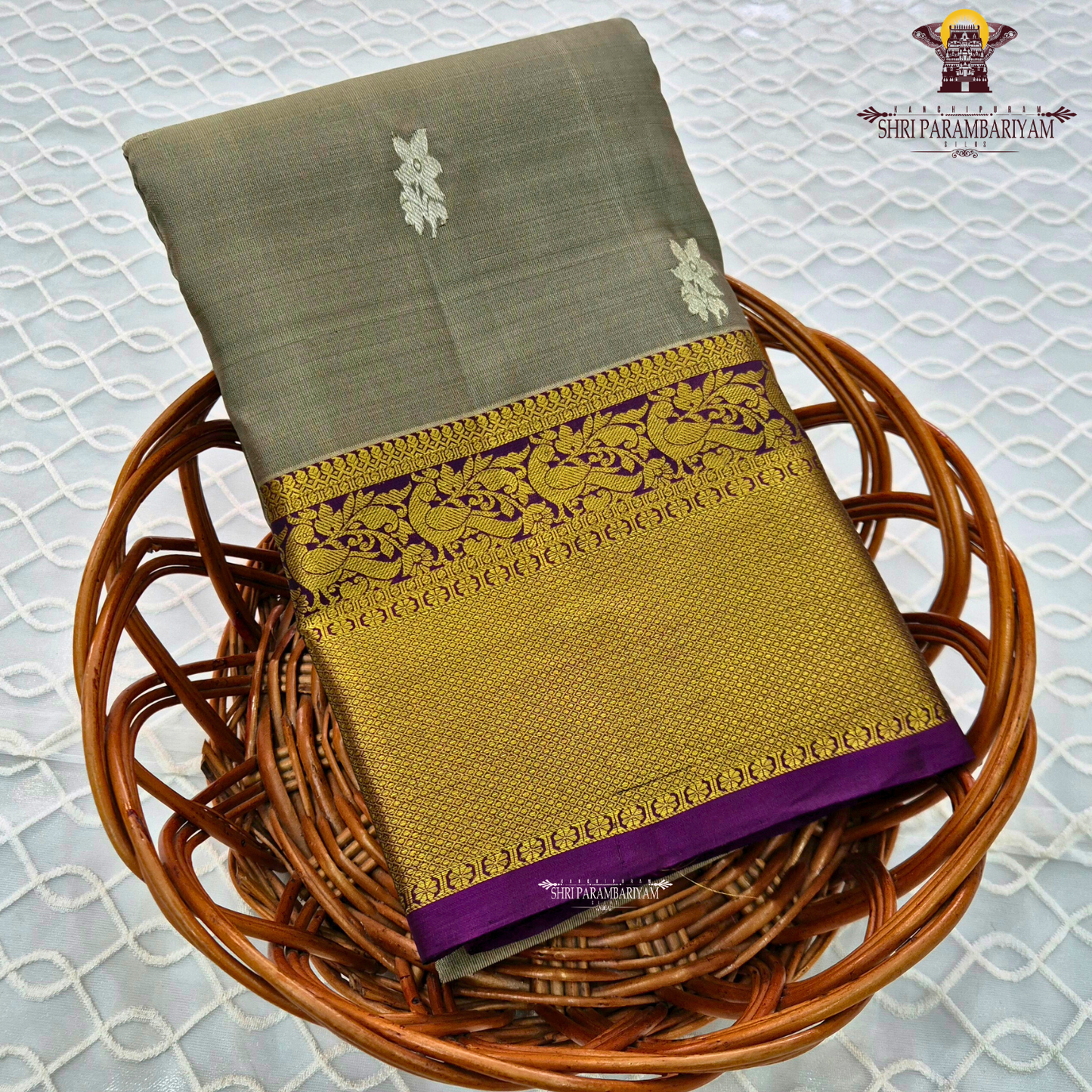 Soft sage green / pastel olive green Saree