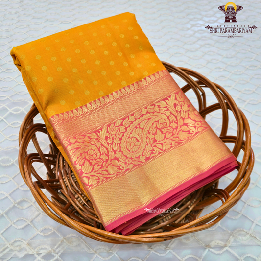 Bright mustard yellow / turmeric yellow Saree