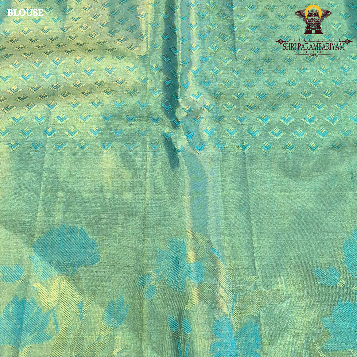 A soothing pastel pista green with a soft gold tissue sheen Saree