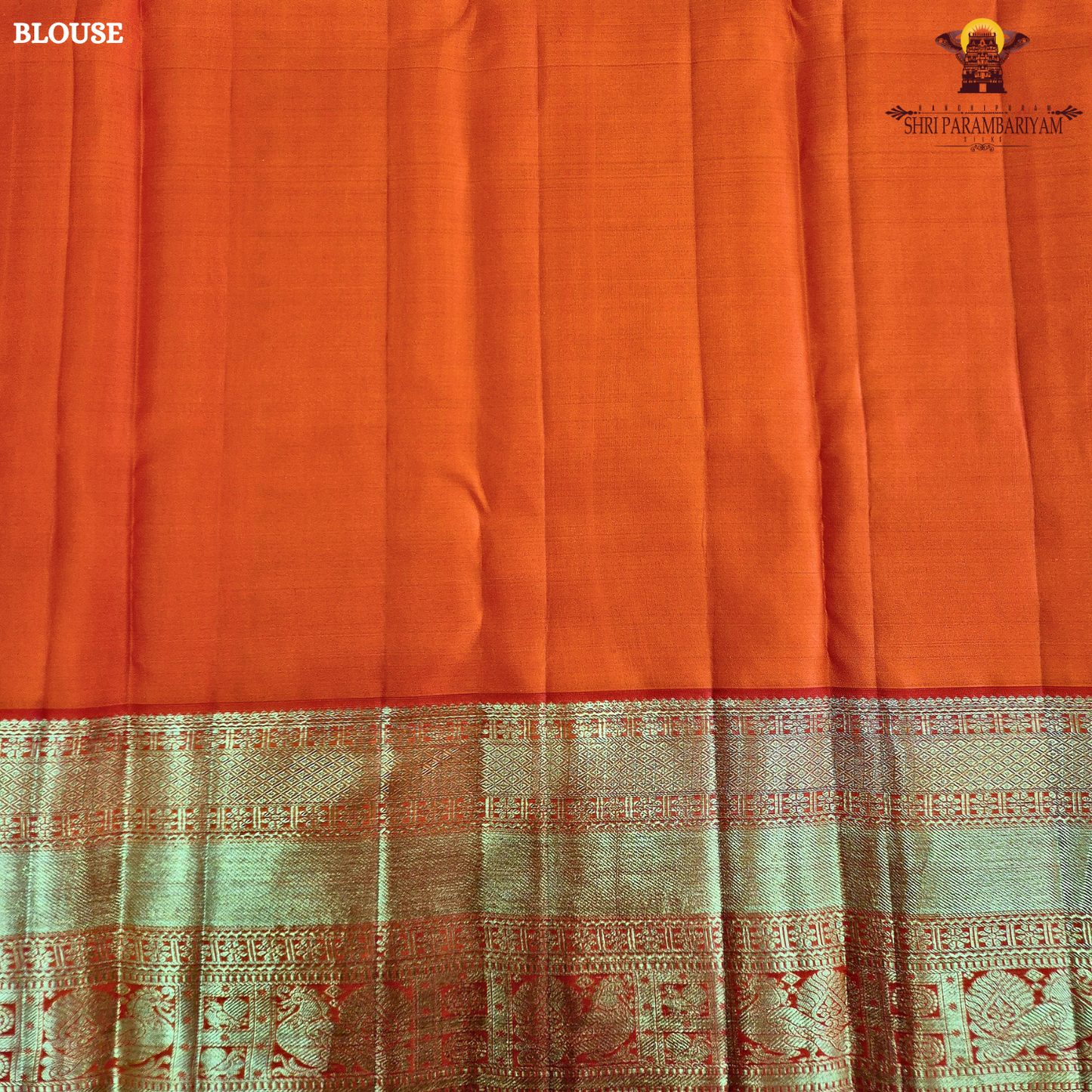 Bright Vermilion Orange / Bridal Orange with Rich Gold Zari Saree