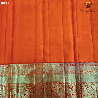 Bright Vermilion Orange / Bridal Orange with Rich Gold Zari Saree