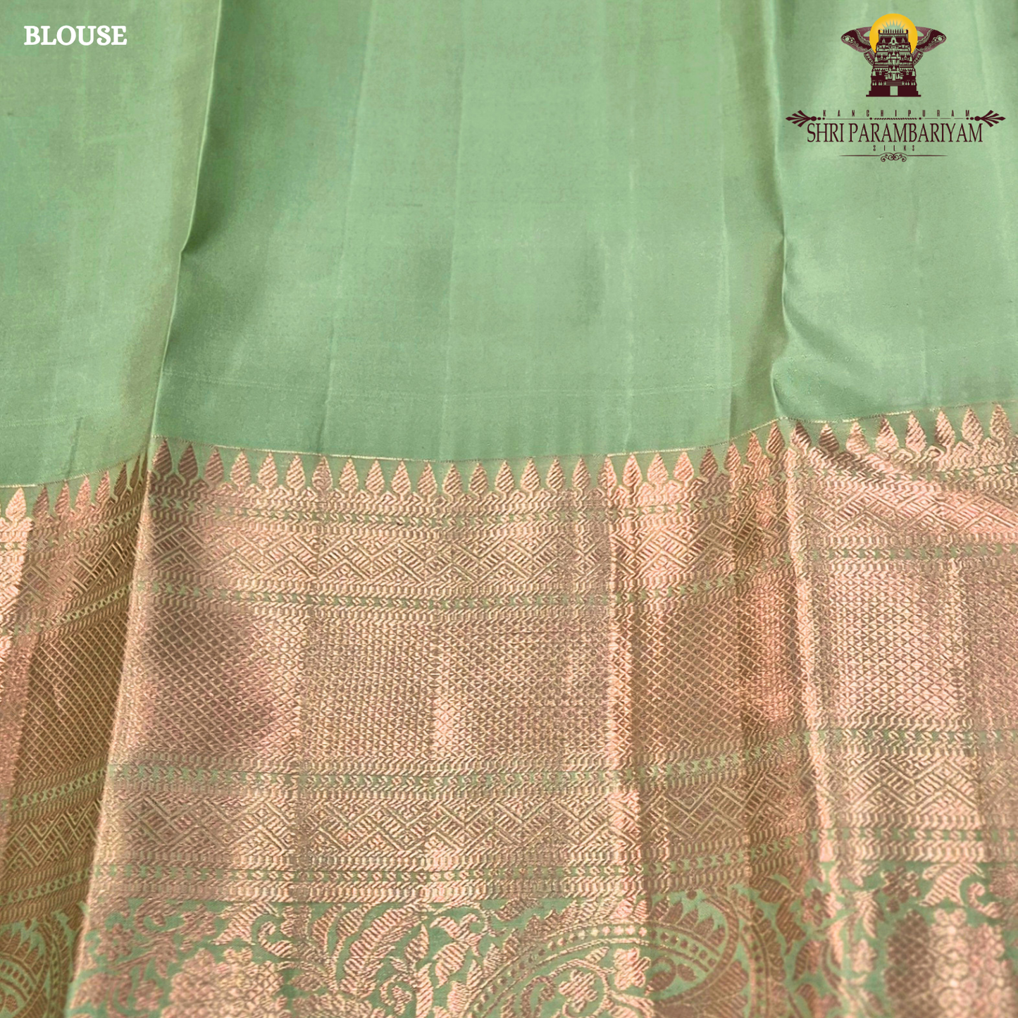 Pastel leaf green with rich gold zari and subtle meenakari accents Saree