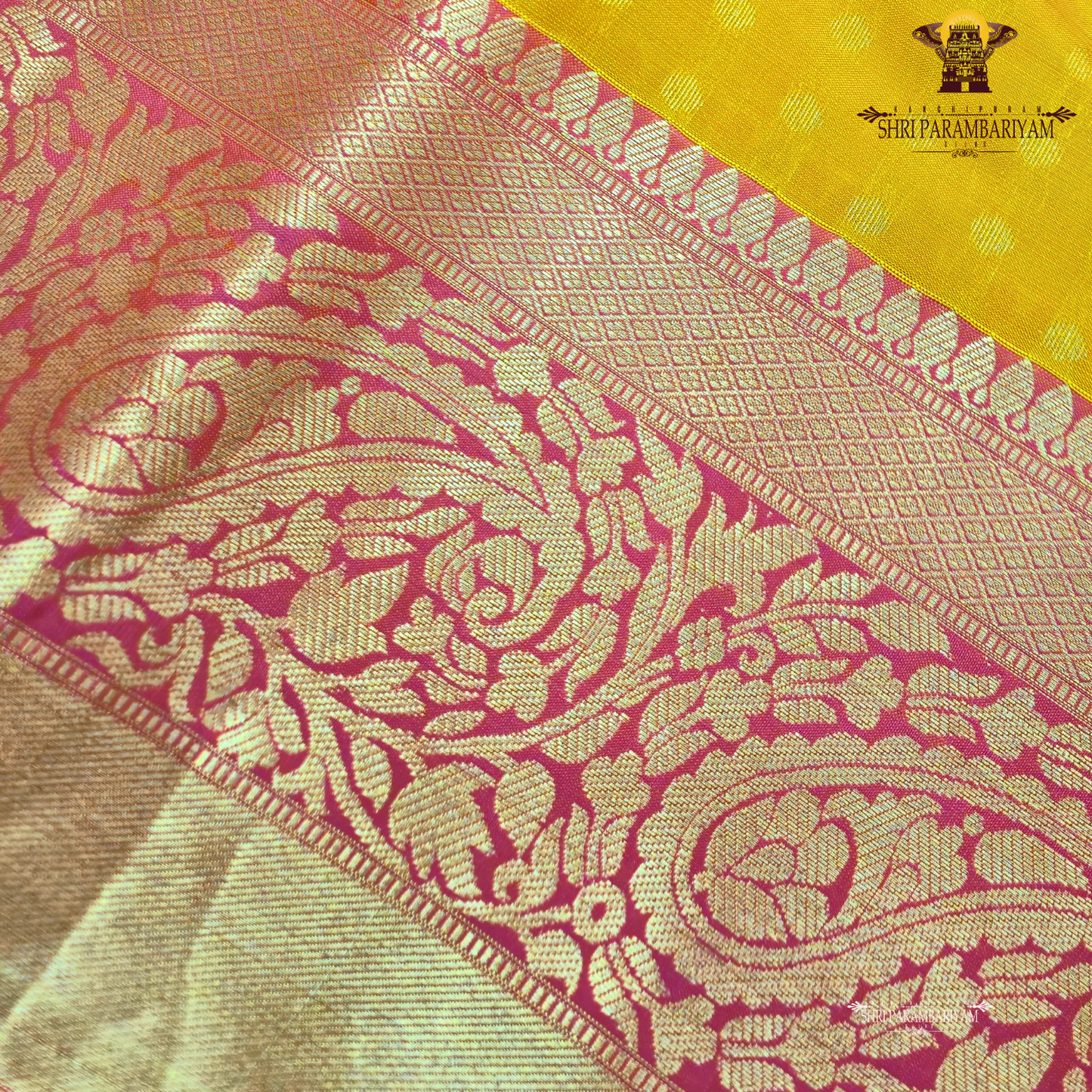 Bright mustard yellow / turmeric yellow Saree