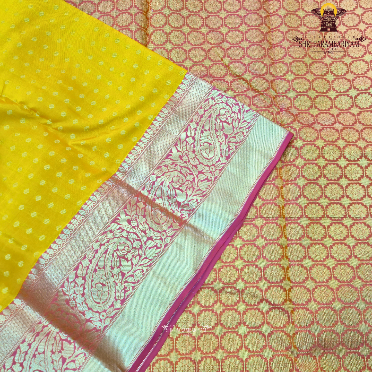Bright mustard yellow / turmeric yellow Saree