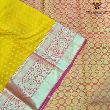 Bright mustard yellow / turmeric yellow Saree