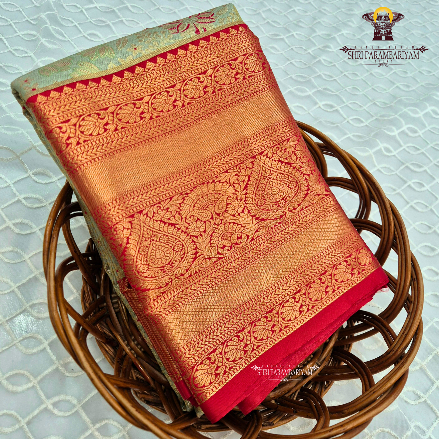 A soft sage green / pista green Saree