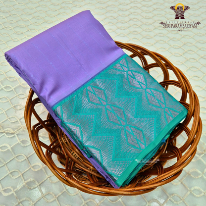 Lavender Purple Body with Teal Green Contrast Border Saree