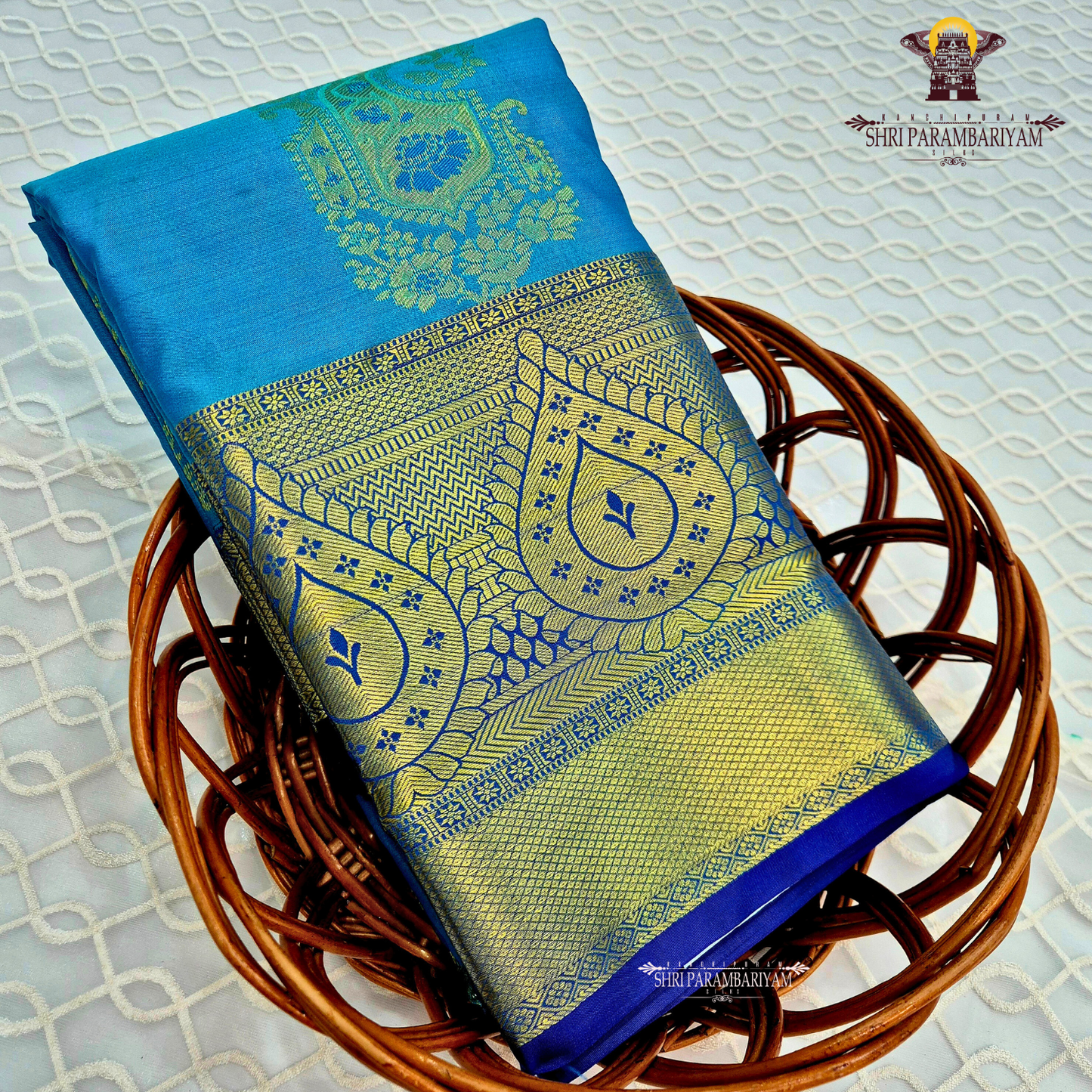 Bright peacock blue Saree