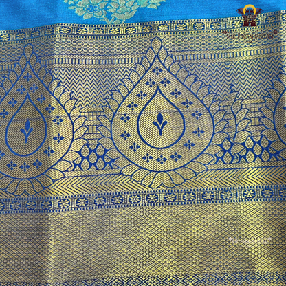 Bright peacock blue Saree