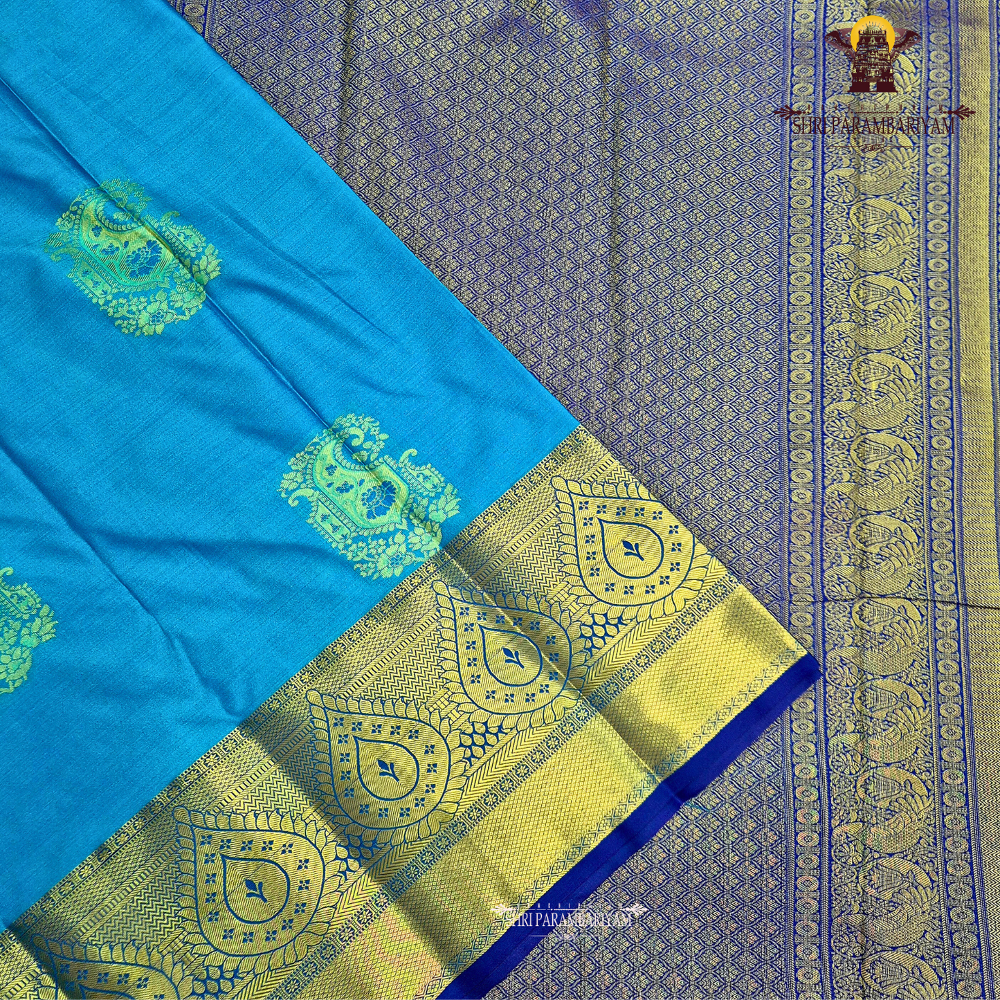 Bright peacock blue Saree