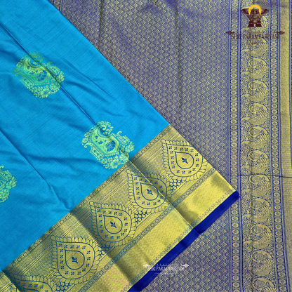 Bright peacock blue Saree